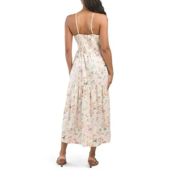 Cynthia Rowley Linen Blend Summertime Fruity Conversational Print Midi Dress - Picture 3 of 13